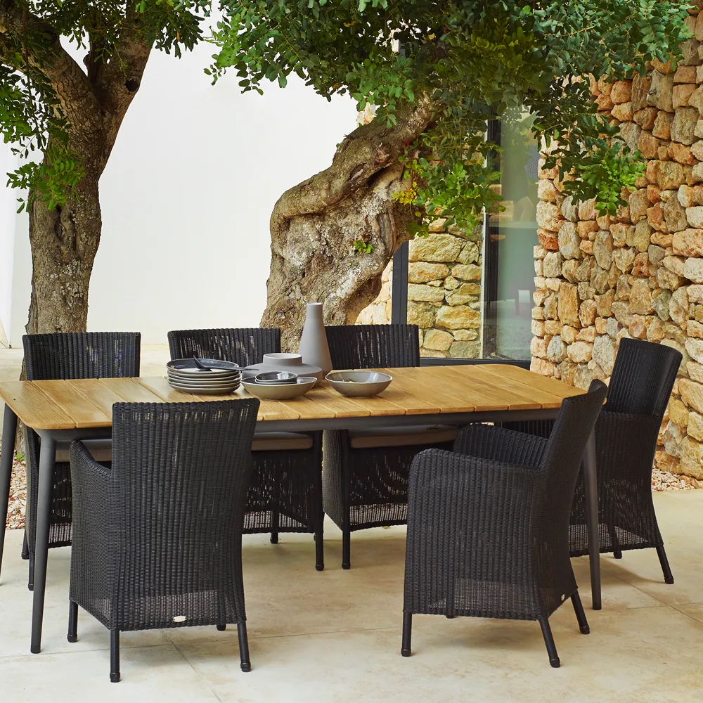 Core dining table teak 210x100x74 cm, Taupe tripod Cane-line