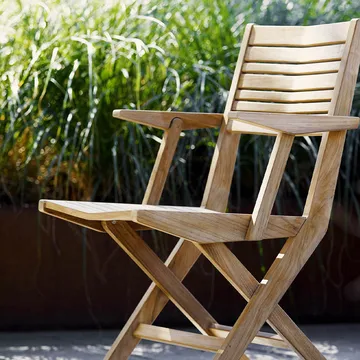 Flip folding chair - Teak, with armrests - Cane-line