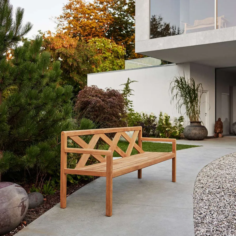 Grace 2-seater bench, Dark grey, teak Cane-line