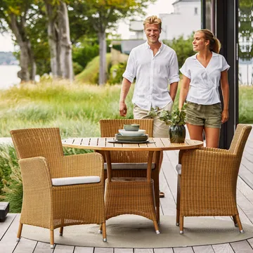 Lansing dining table Ø120 cm - Teak-weave taupe - Cane-line