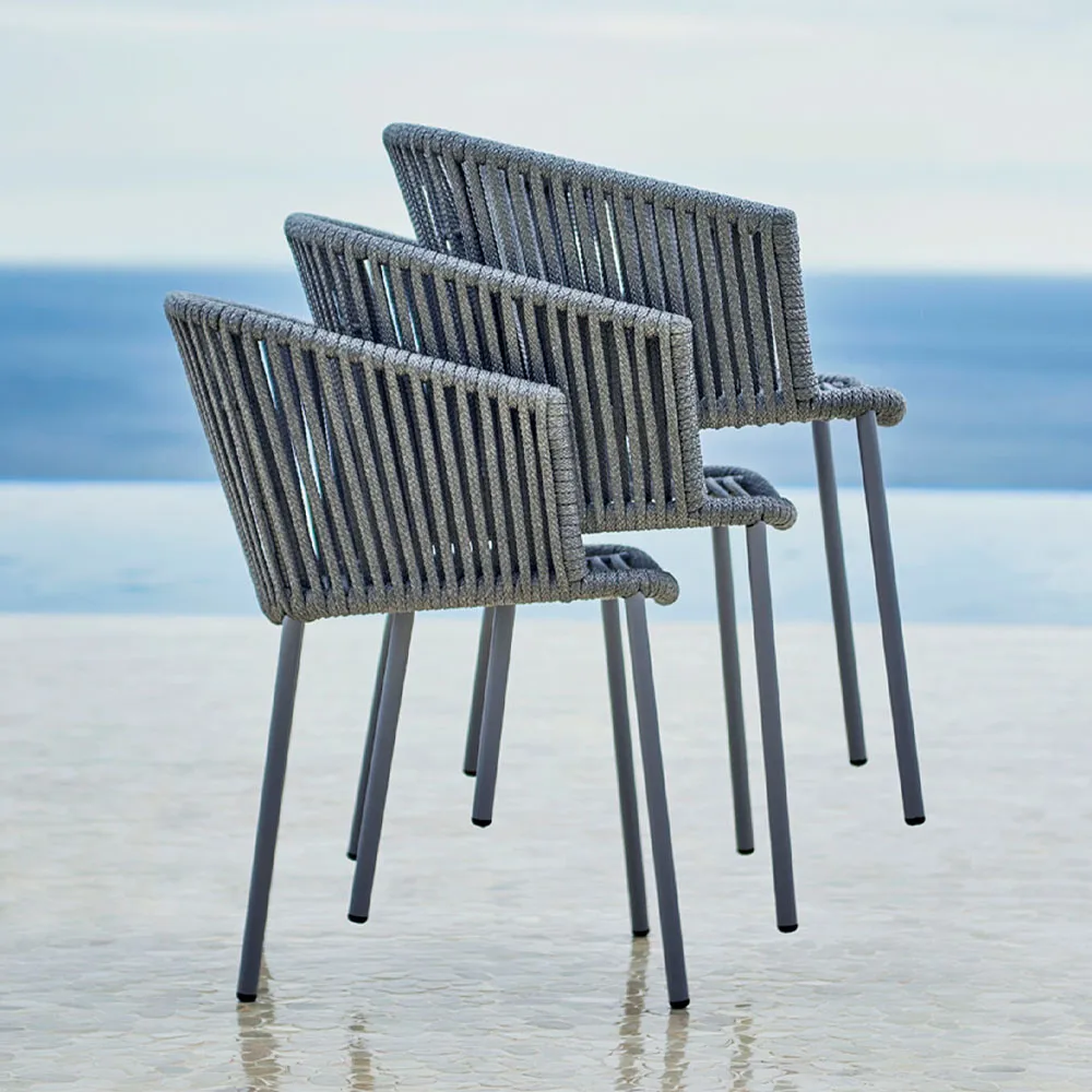 Moments stackable chair, Dark grey, Cane-Line soft rope Cane-line