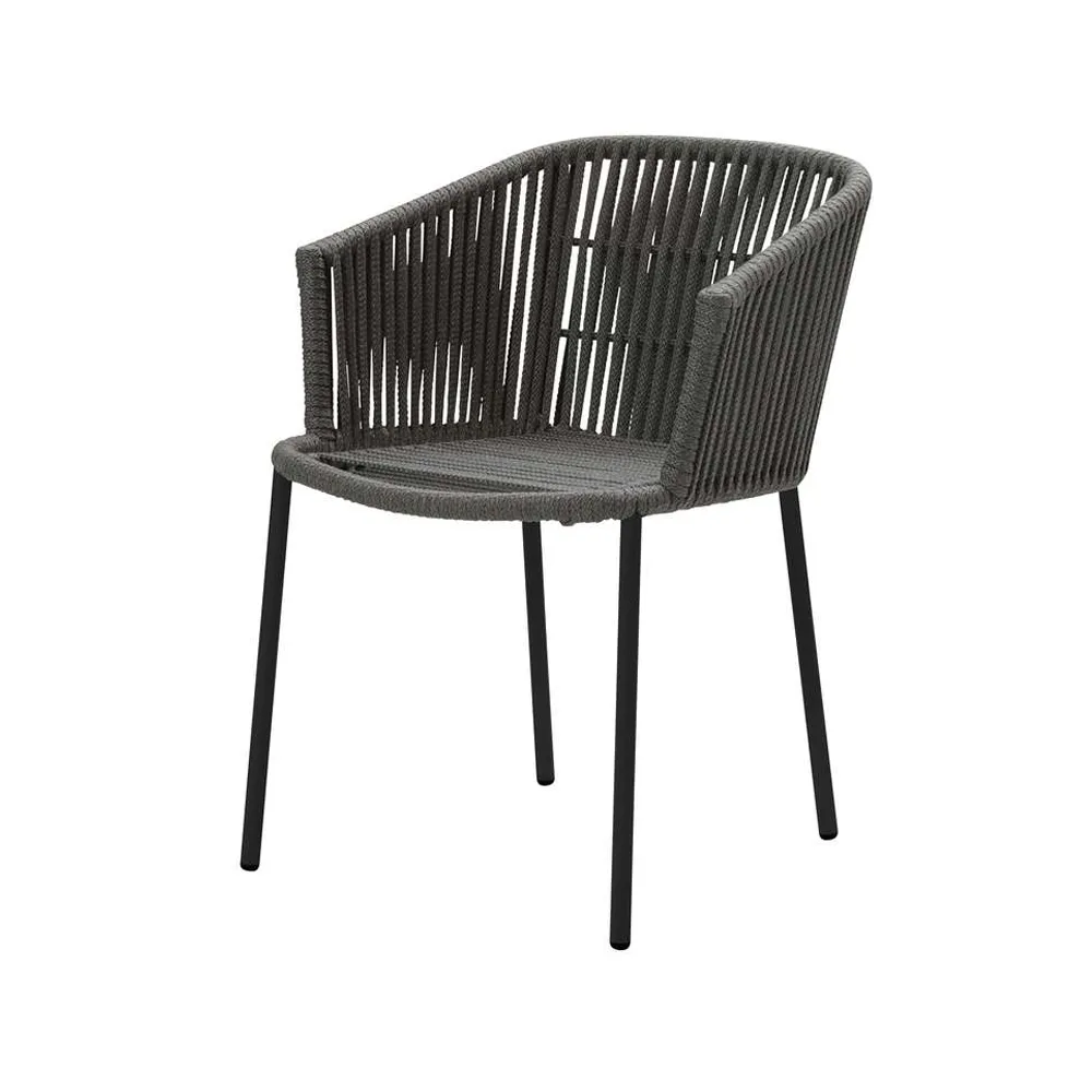 Moments stackable chair, Dark grey, Cane-Line soft rope Cane-line