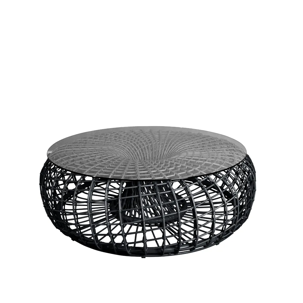 Nest table/footstool, Lava grey, large, incl. glass top Cane-line
