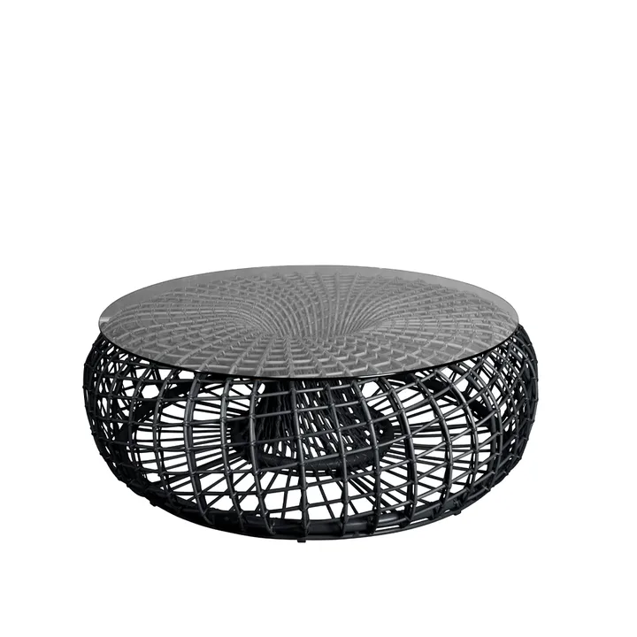 Nest table/footstool - Lava grey, large, incl. glass top - Cane-line