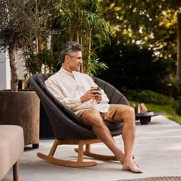 Peacock rocking chair - Cane-Line Natté grey-Cane-Line soft rope-teak - Cane-line