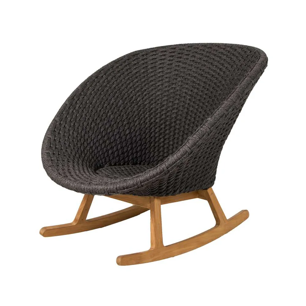 Peacock rocking chair, Dark grey, Cane-Line soft rope, teak Cane-line