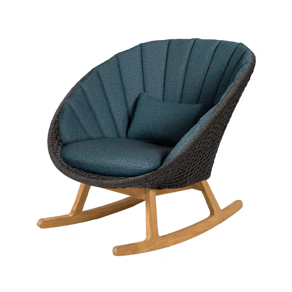 Peacock rocking chair, Focus dark blue-teak Cane-line
