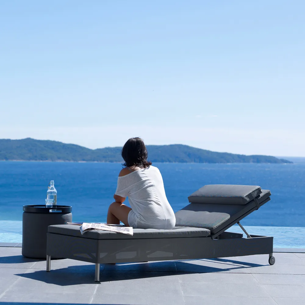 Rest sun lounger, Cane-Line Natté grey, single Cane-line