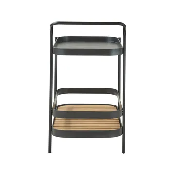 Roll serving trolley - Lava grey, incl. teak tabletop - Cane-line