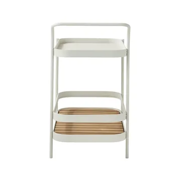Roll serving trolley - White, incl. teak tabletop - Cane-line