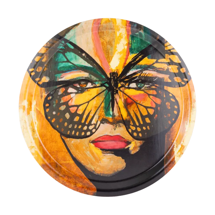 Golden Butterfly tray Ø31 cm - Orange-black - Carolina Gynning