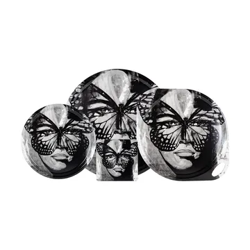 Golden Butterfly tray Ø46 cm - Black-white - Carolina Gynning