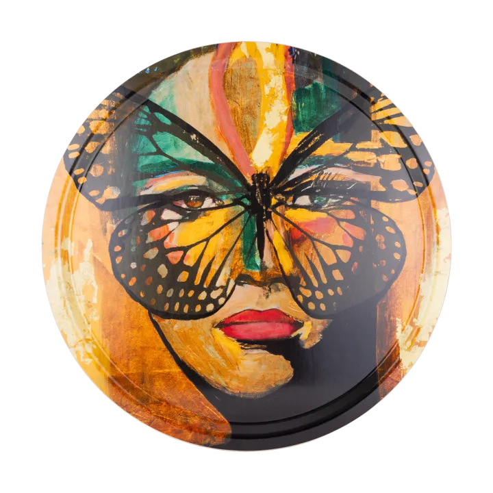 Golden Butterfly tray Ø46 cm - Orange-black - Carolina Gynning