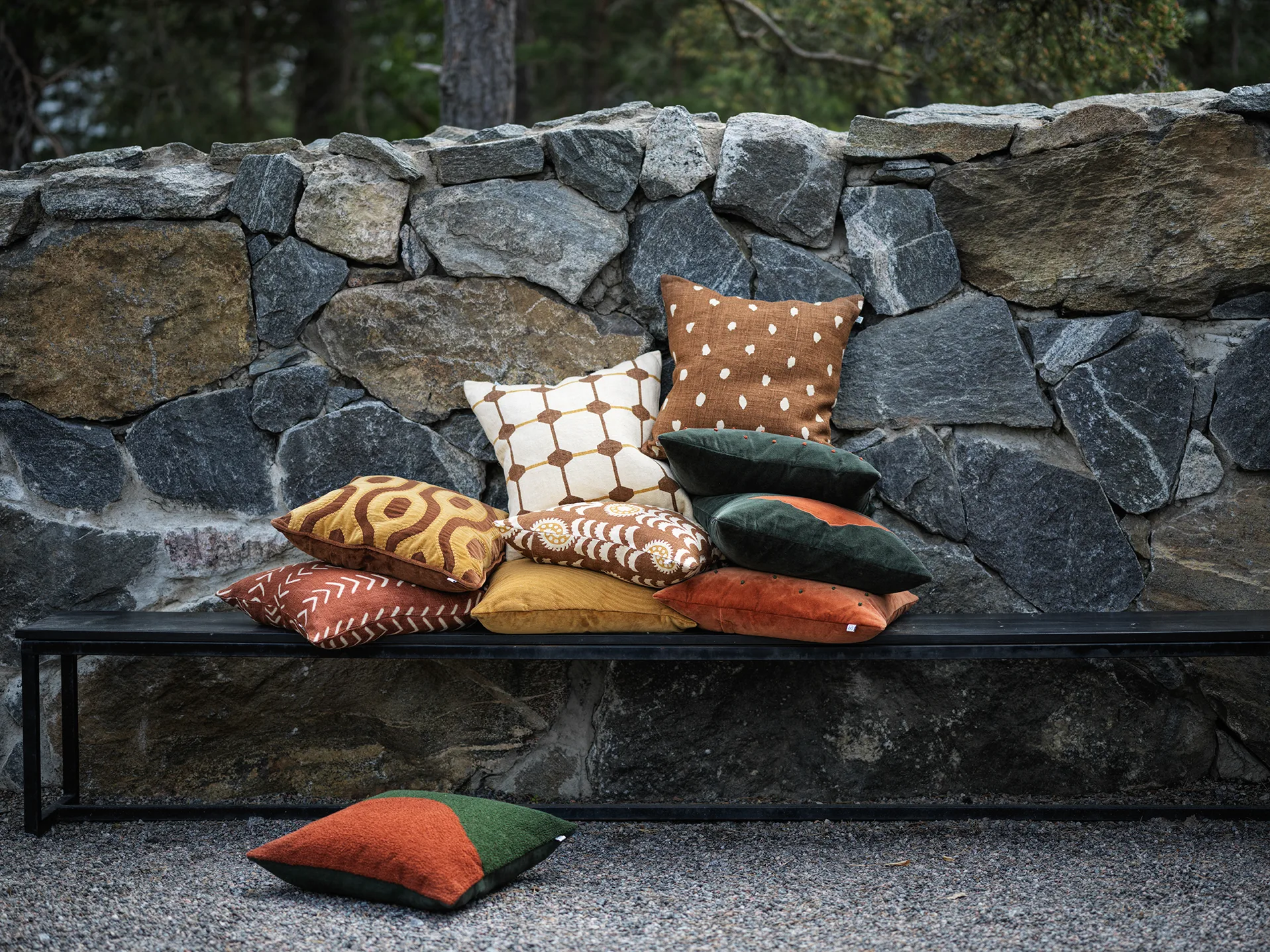 Alok cushion cover 50x50 cm, Taupe-spicy yellow Chhatwal & Jonsson