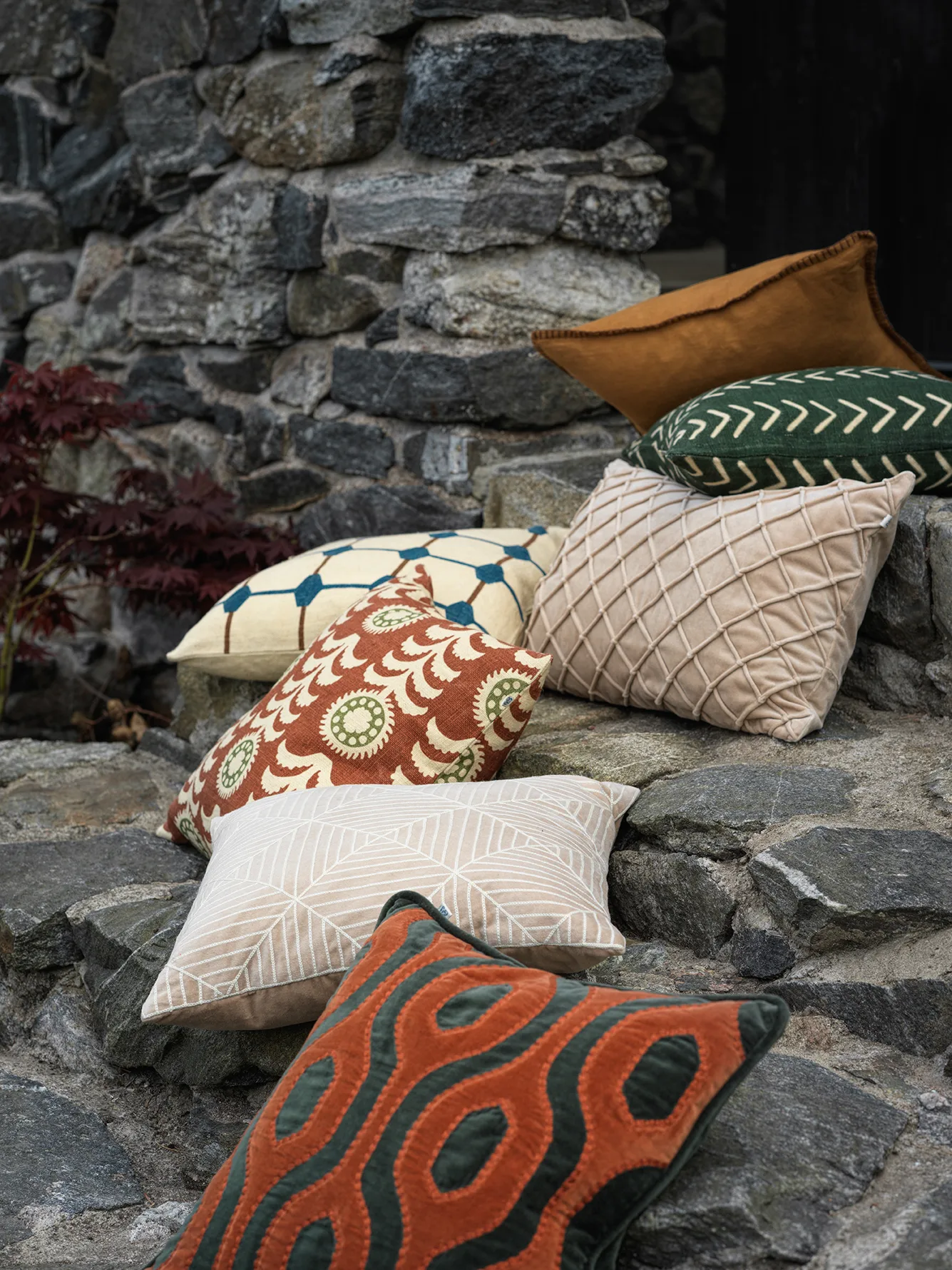 Alok cushion cover 50x50 cm, Terracotta-cactus green Chhatwal & Jonsson