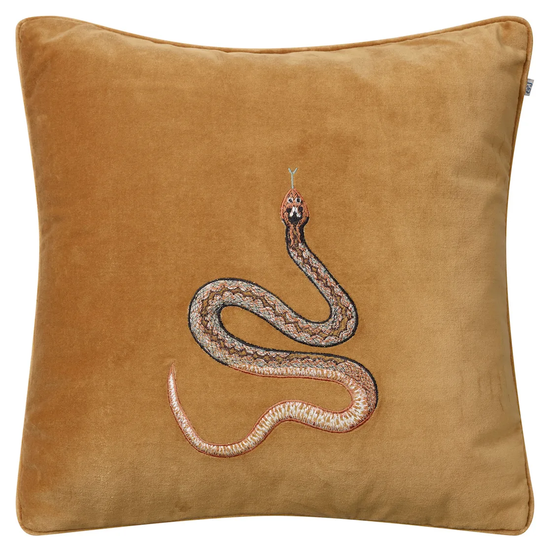 Embroidered Cobra cushion cover 50x50 cm, Masala yellow Chhatwal & Jonsson