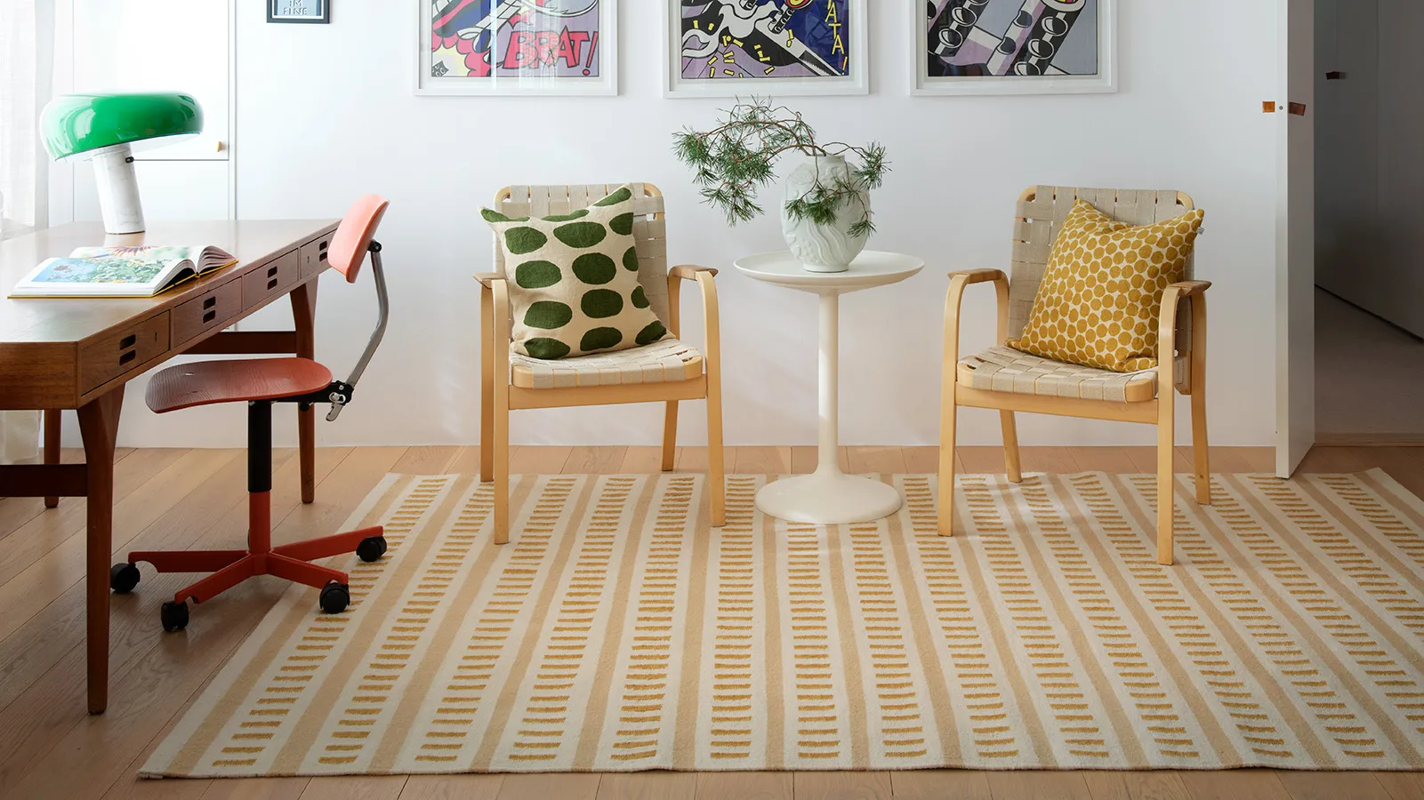 Ladakh wool rug, Off white-beige-masala yellow, 180x270 cm Chhatwal & Jonsson