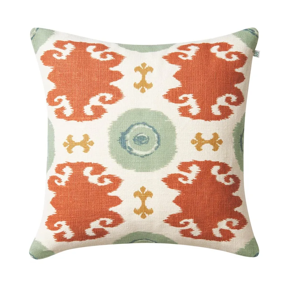 Mahal cushion cover 50x50 cm, Aqua-heaven blue-apricot-khaki Chhatwal & Jonsson