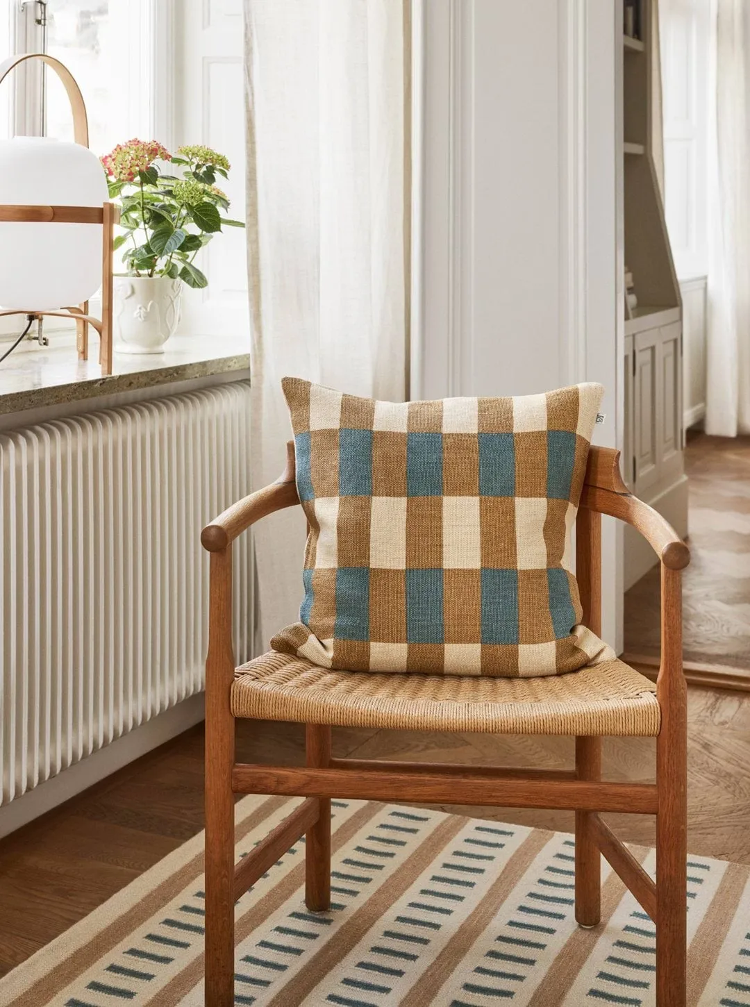 Marari cushion cover, Khaki-Heaven Blue, 50x50 cm Chhatwal & Jonsson