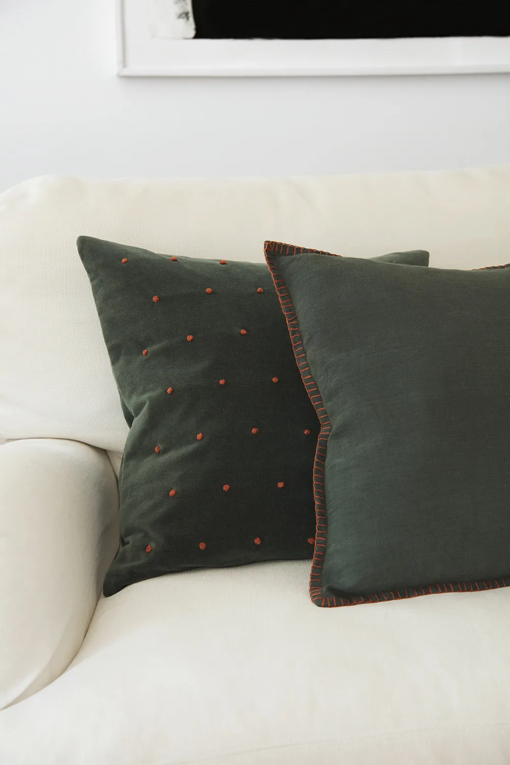 Roma cushion cover 50x50 cm, Forest green-terracotta Chhatwal & Jonsson