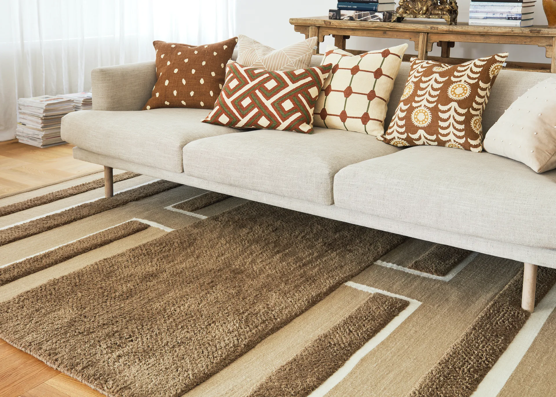 Roma cushion cover 50x50 cm, Tan-off white Chhatwal & Jonsson