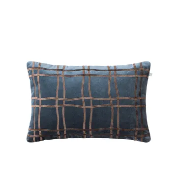Tattersall cushion - Sea blue/cognac, 60x40 cm - Chhatwal & Jonsson