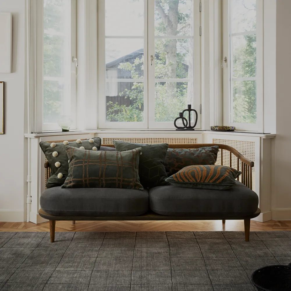 Tattersall cushion, Sea blue/cognac, 60x40 cm Chhatwal & Jonsson