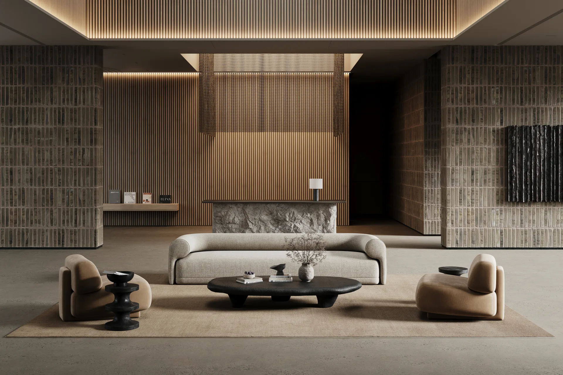 Lobby rug with overlock stitching, Beige, 400x400 cm Classic Collection