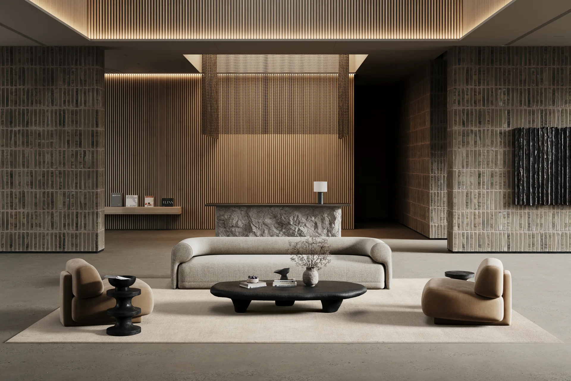Lobby rug with overlock stitching, Off-white, 300x400 cm Classic Collection