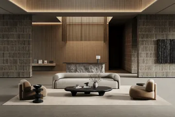 Lobby rug with overlock stitching - Off-white, 400x400 cm - Classic Collection