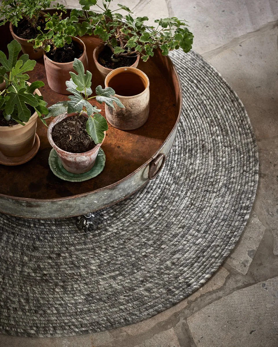 Merino wool carpet round Ø200 cm, grey Classic Collection