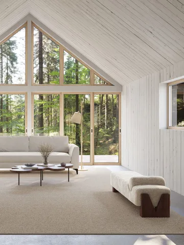 Nordklint rug with overlock edging - Natural grey, 400x400 cm with overlock stitching - Classic Collection