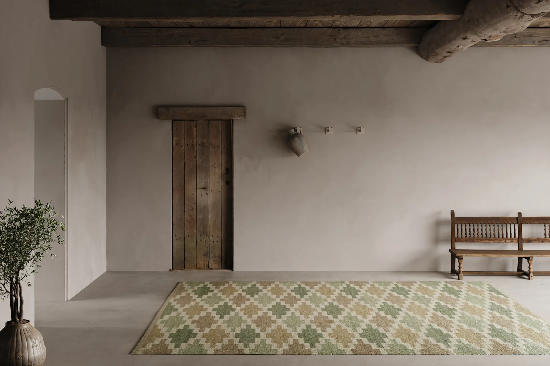 Röllakan Korsnäs rug, Green beige, 170x230 cm Classic Collection