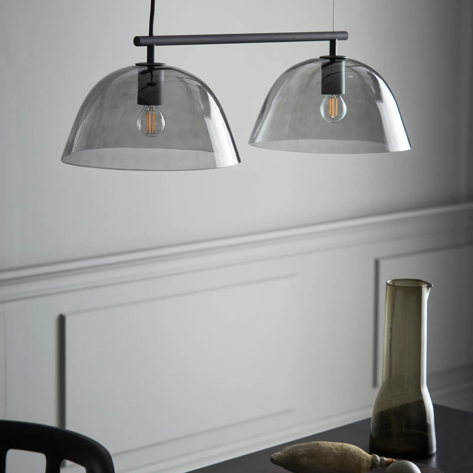 Wendo 70 ceiling lamp smoke-coloured glass, black CO Bankeryd