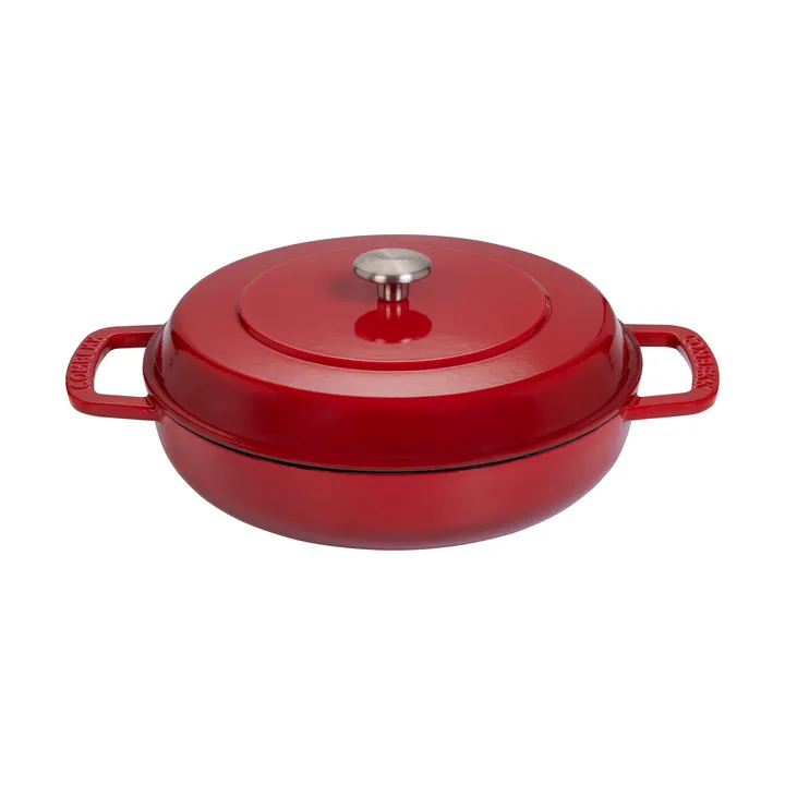 Combekk Enameled cast iron sauté pan Ø28 cm - Cherry-silver knob - Combekk