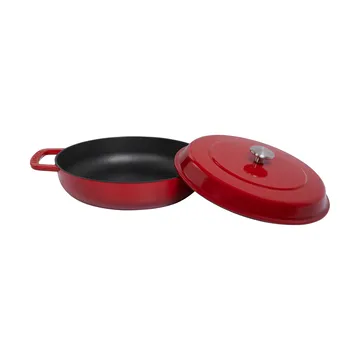Combekk Enameled cast iron sauté pan Ø28 cm - Cherry-silver knob - Combekk