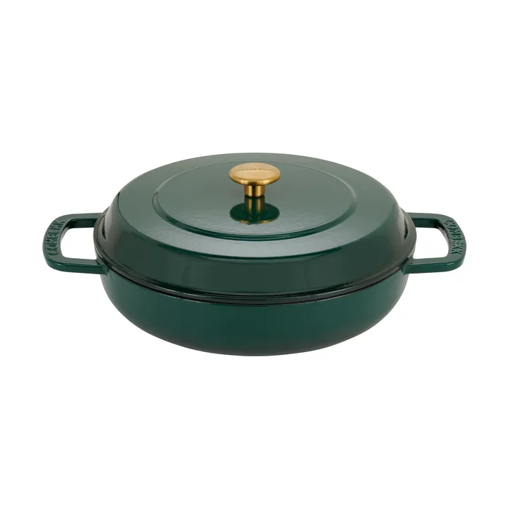 Combekk Enameled cast iron sauté pan Ø28 cm - Holly Green-gold knob - Combekk