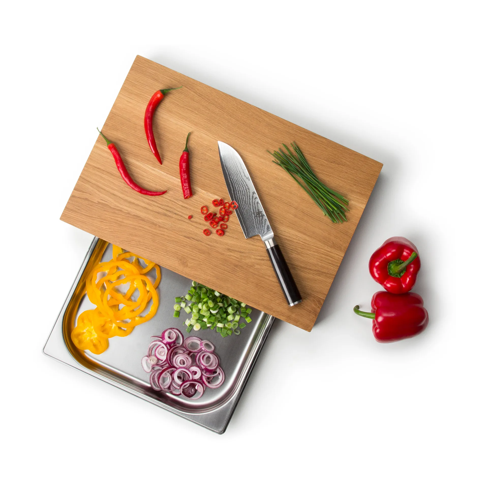 Cutting board oak with 1 tray, 27x39 cm Continenta