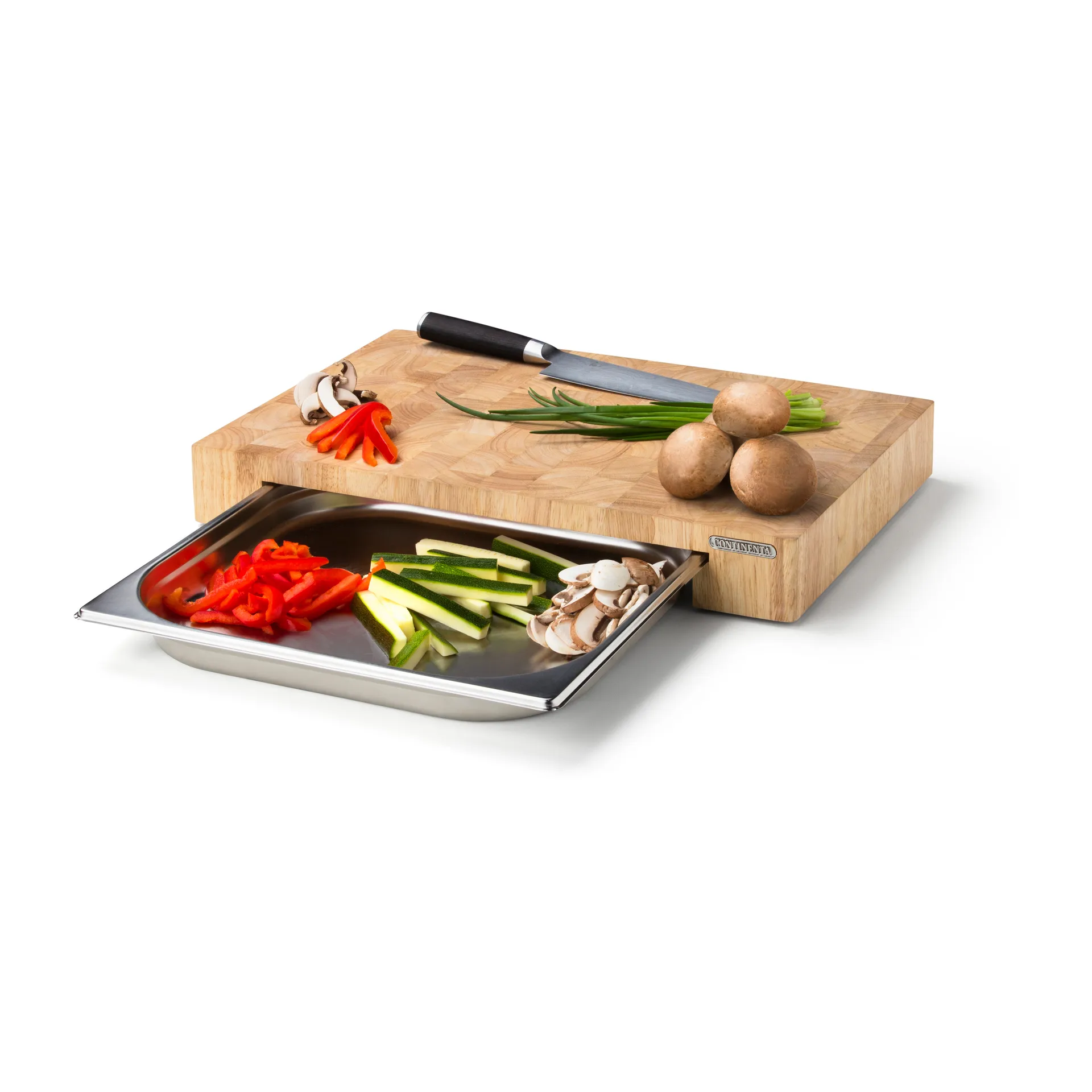 Cutting board rubber tree with 1 tray, 32x48 cm Continenta