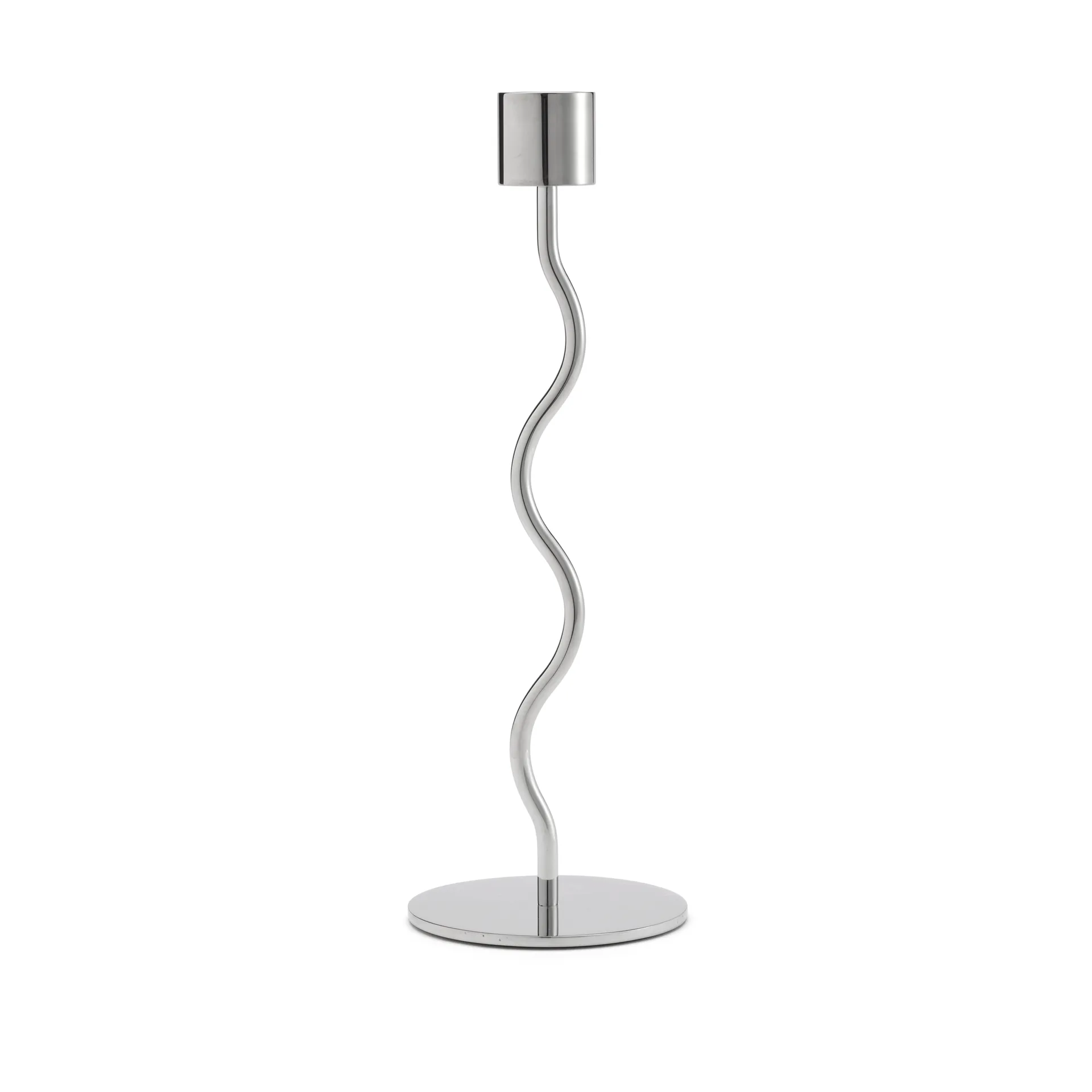 Curved candle holder 23 cm, Rostfritt stål Cooee Design