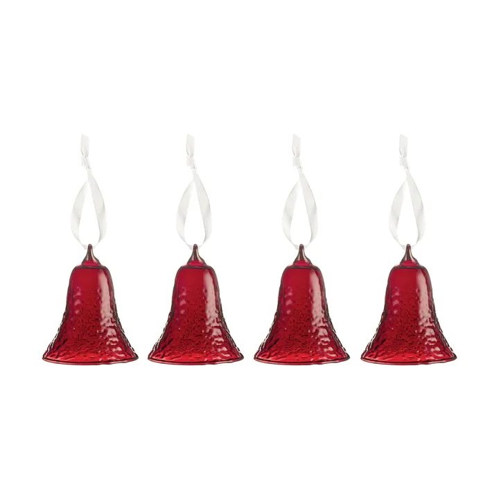 Gry bell clock 8 cm 4-pack - Deep red - Cooee Design