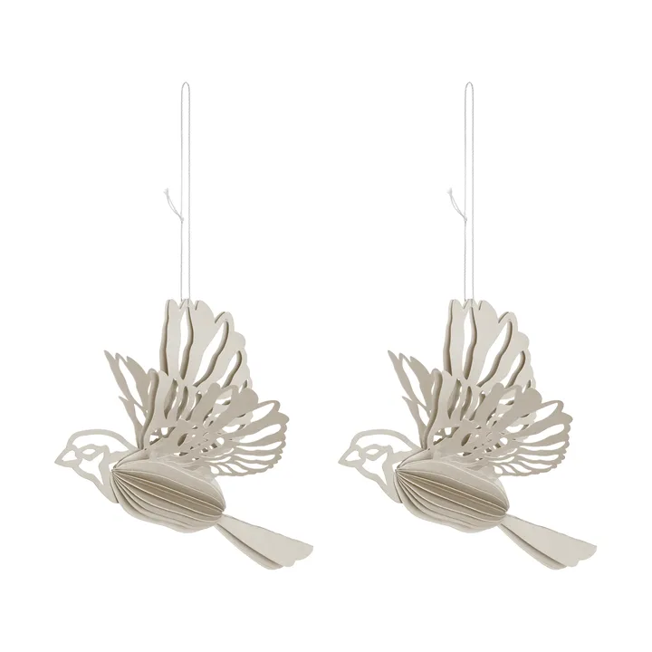 Paper bird decoration hanging 2-pack - Sand - Cooee Design