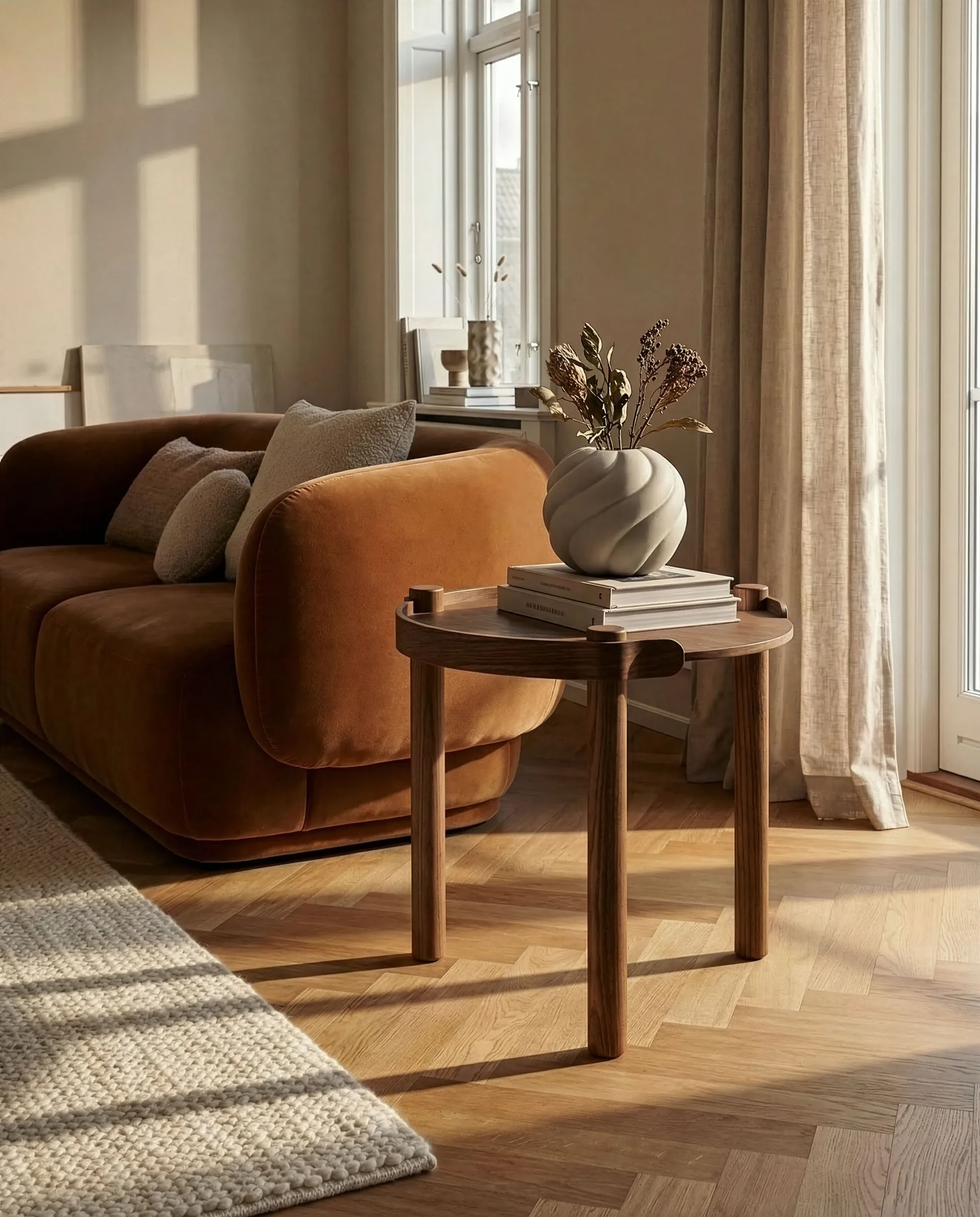 Woody table Ø45 cm, Dark stained oak Cooee Design