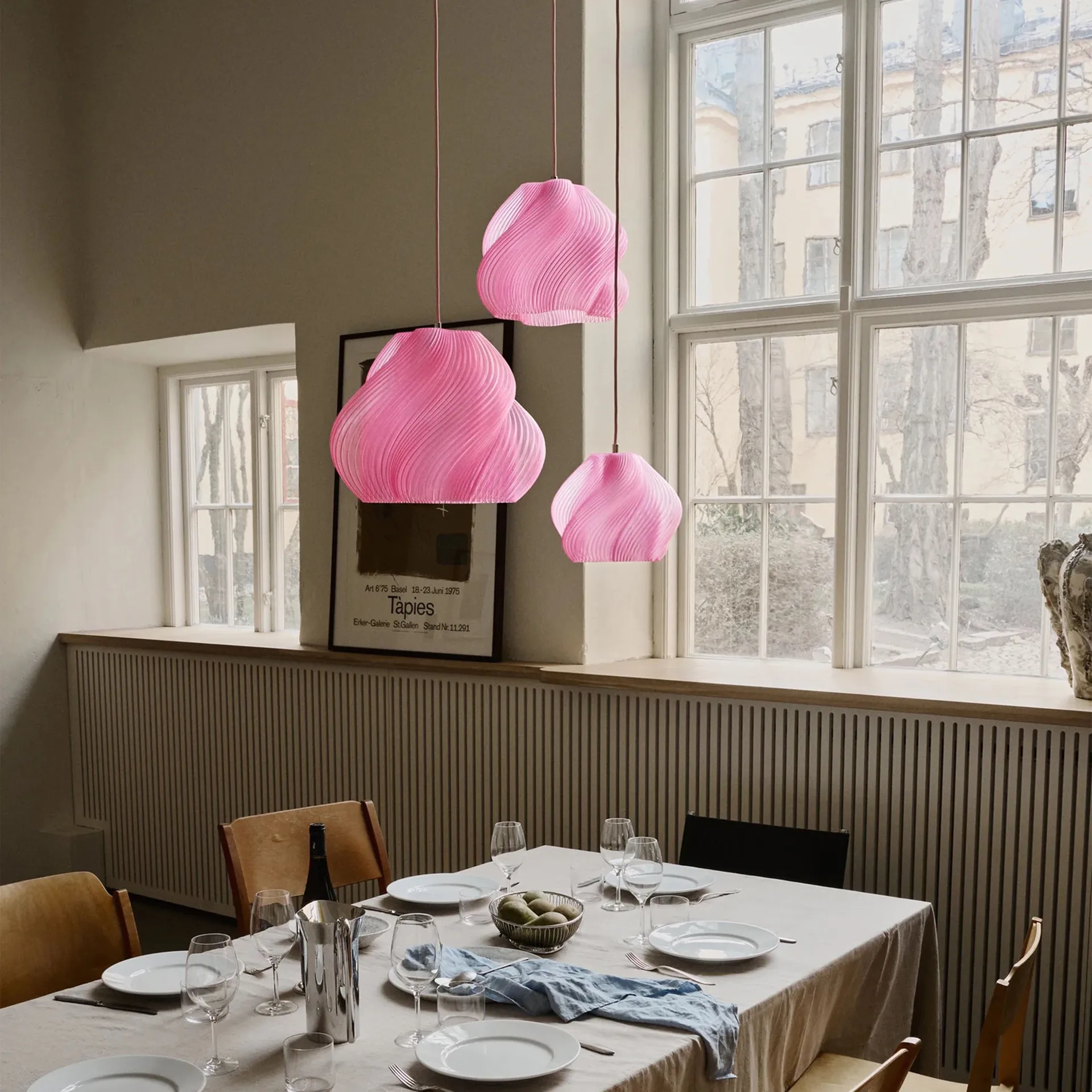 Soft Serve pendant, Rose sorbet-chrome, 03, 30 cm Crème Atelier