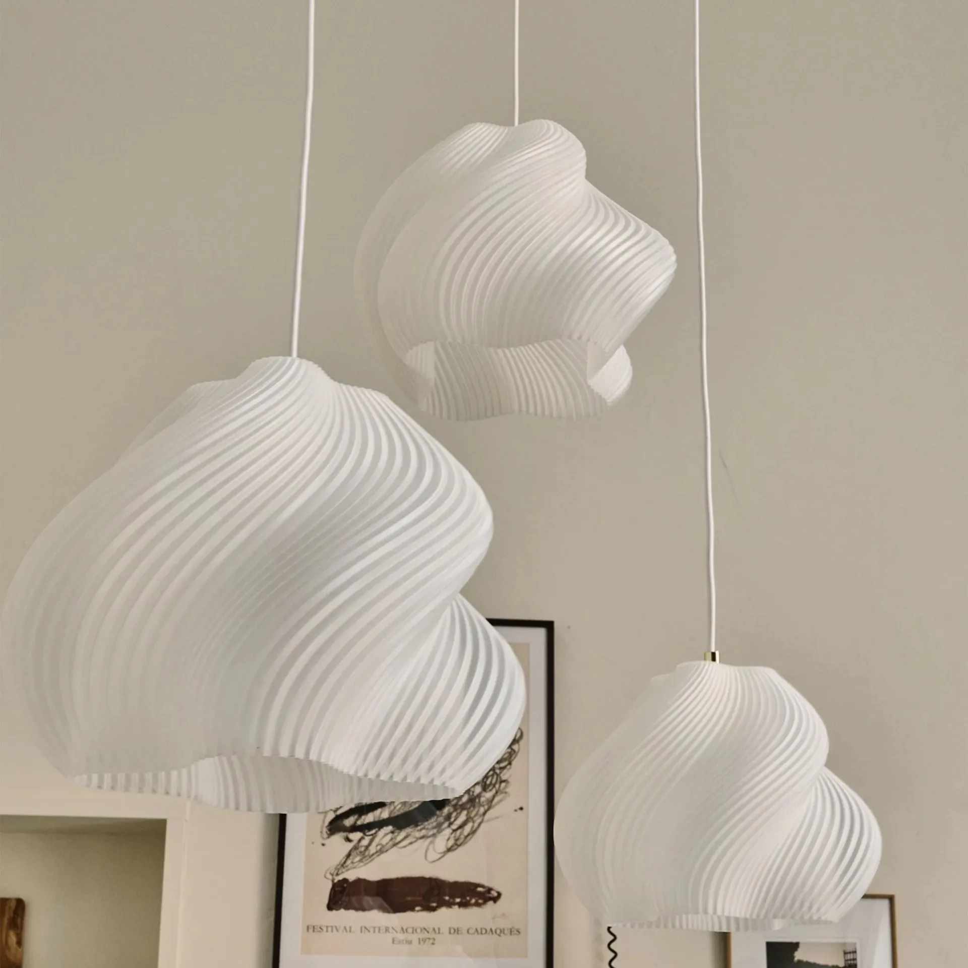 Soft Serve pendant, White-brass, 01, 20 cm Crème Atelier