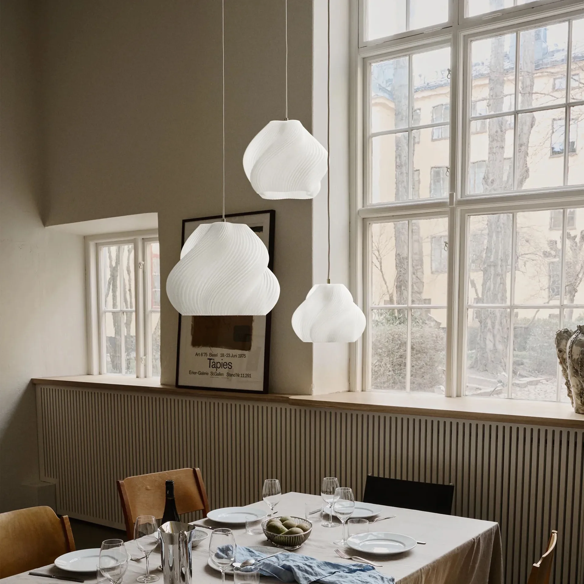 Soft Serve pendant, White-chrome, 01, 20 cm Crème Atelier