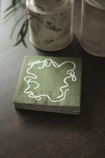 Bow paper napkin 33x33 cm 20-pack - Green - DBKD