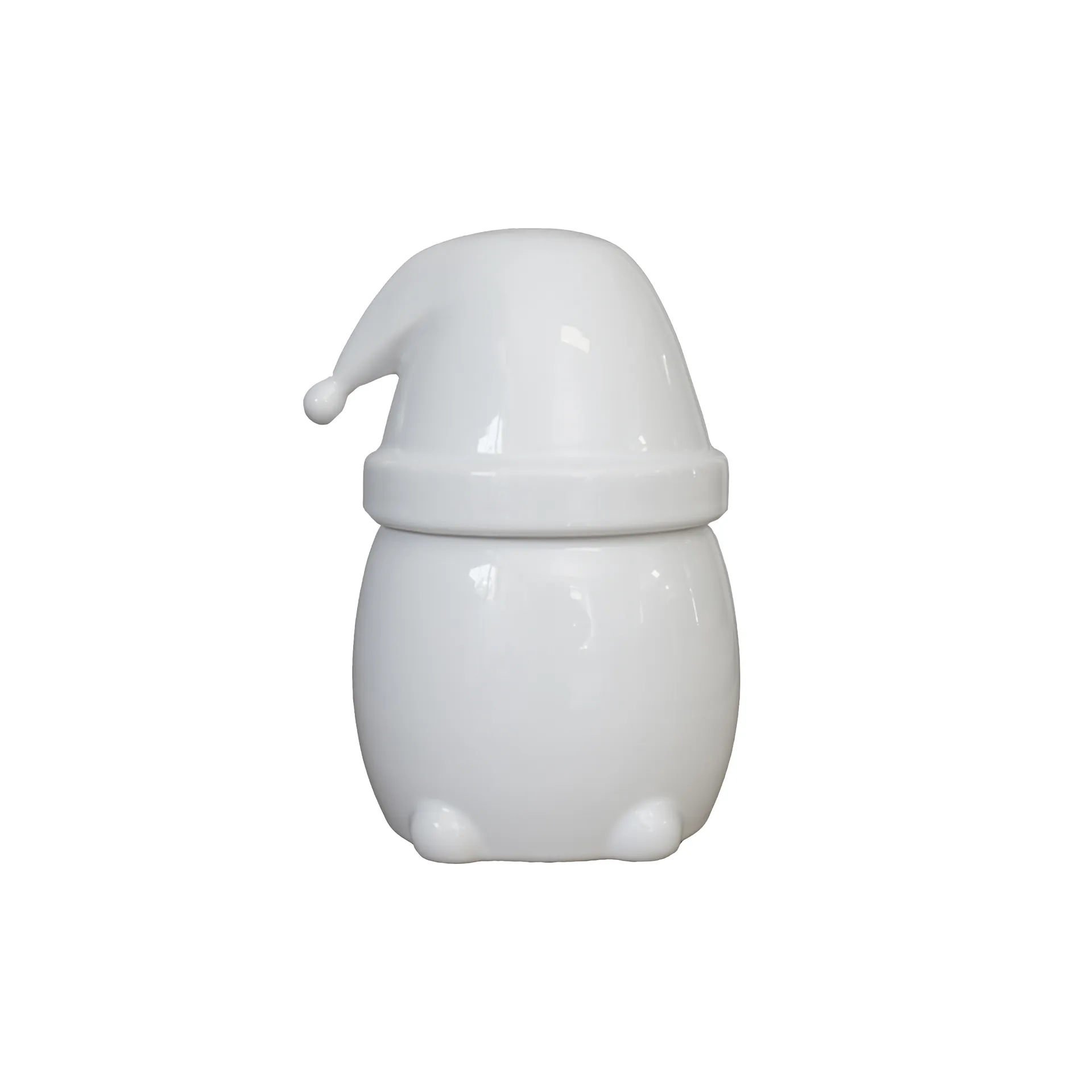 Eating Santa jar with lid small, shiny white DBKD