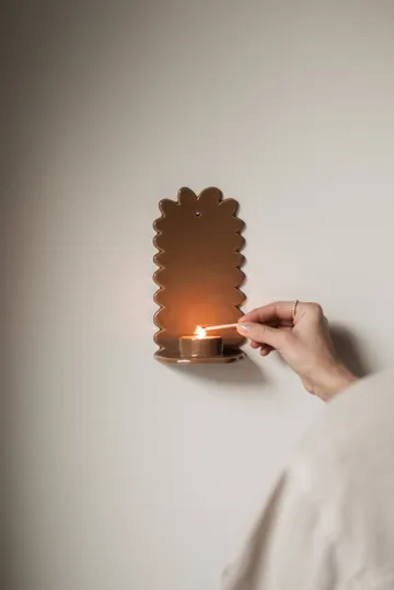 Flowery wall candle holder - Shiny nougat - DBKD
