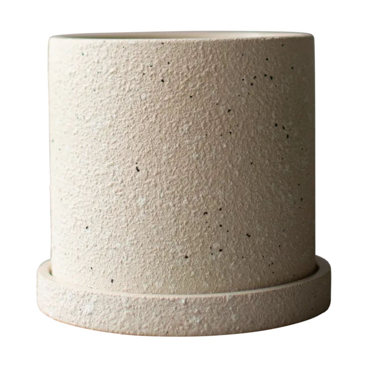Grow flower pot Ø13 cm with saucer - Creme structure - DBKD